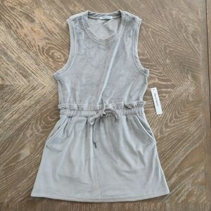 Tna Tie-Waist Sleeveless Mini Dress in Light Gray